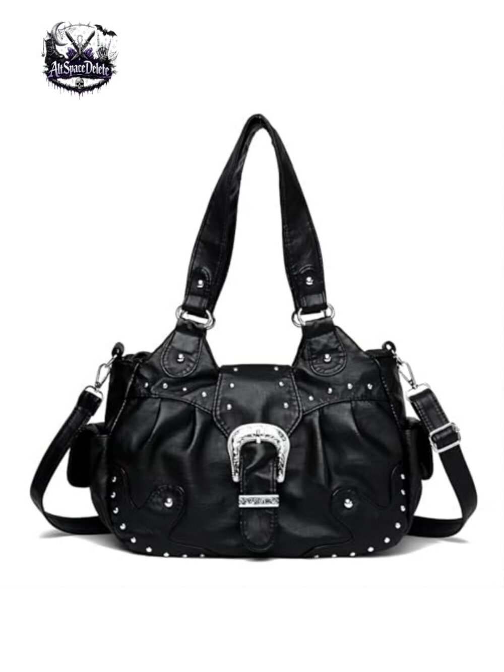 Large Capacity Hobo Satchel Vegan Leather Multi-Pocket Punk Clutch Tote